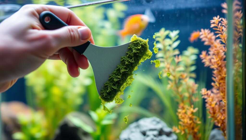 remove algae from aquarium glass