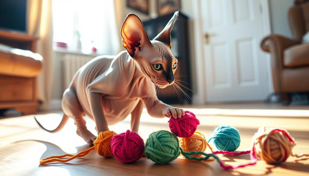 Sphynx cat playing